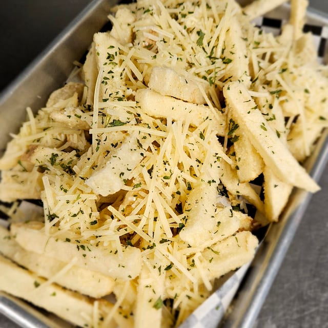 Garlic Parmesan Battered Fries.